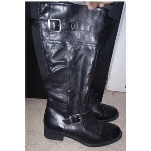 Women's Kim Rogers Black Tall Riding Boots 7M Buckle Fall Rikki